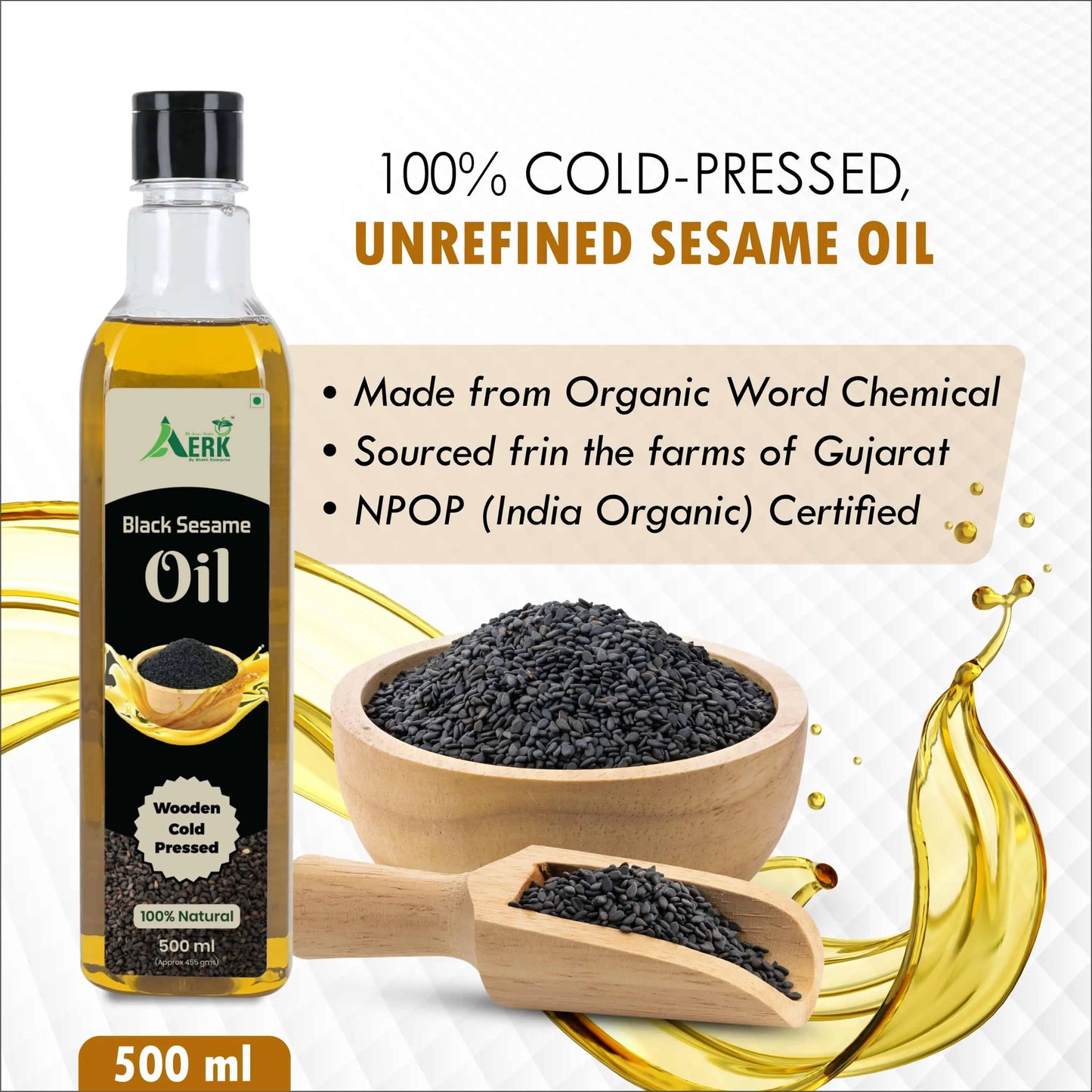 Wooden Cold Pressed Black Sesame Oil Bhakti oils
