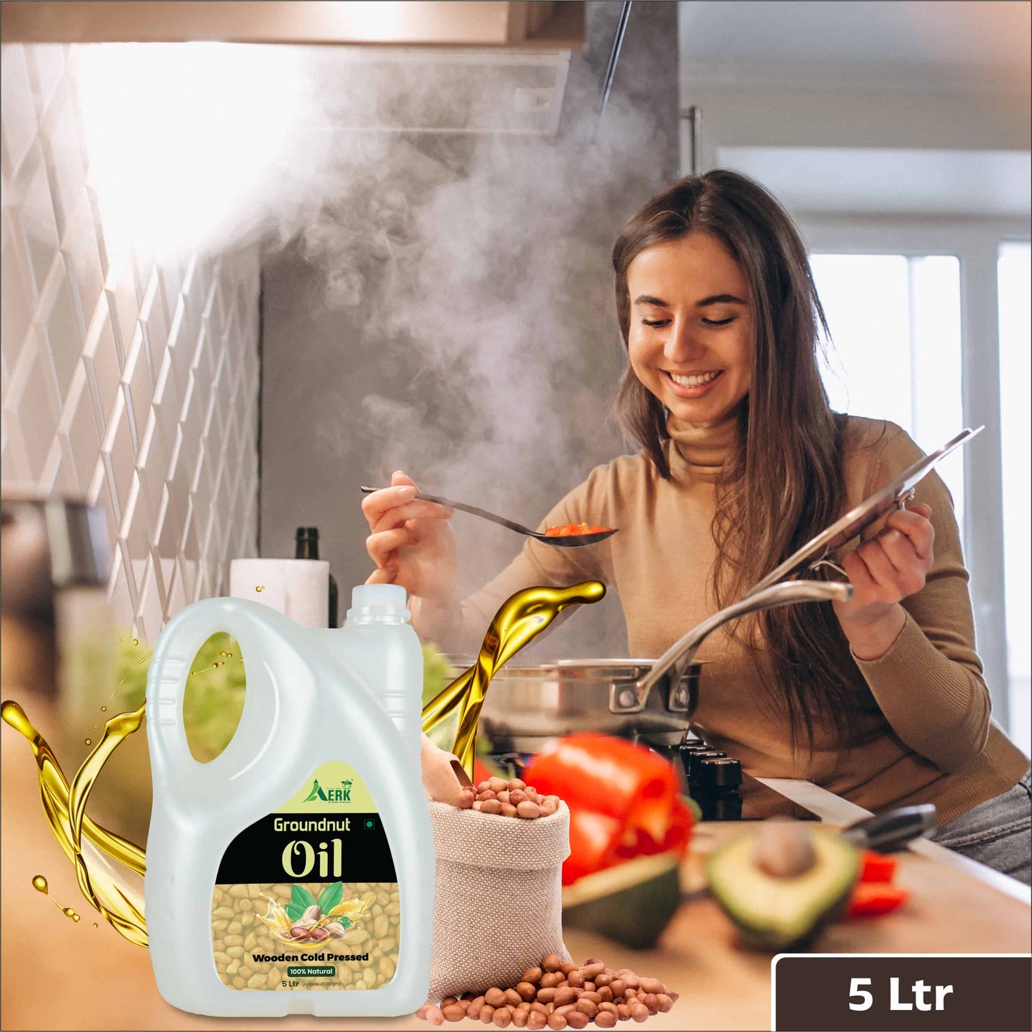 Wooden Cold Pressed Peanut oil - Bhakti Oils cooking oils