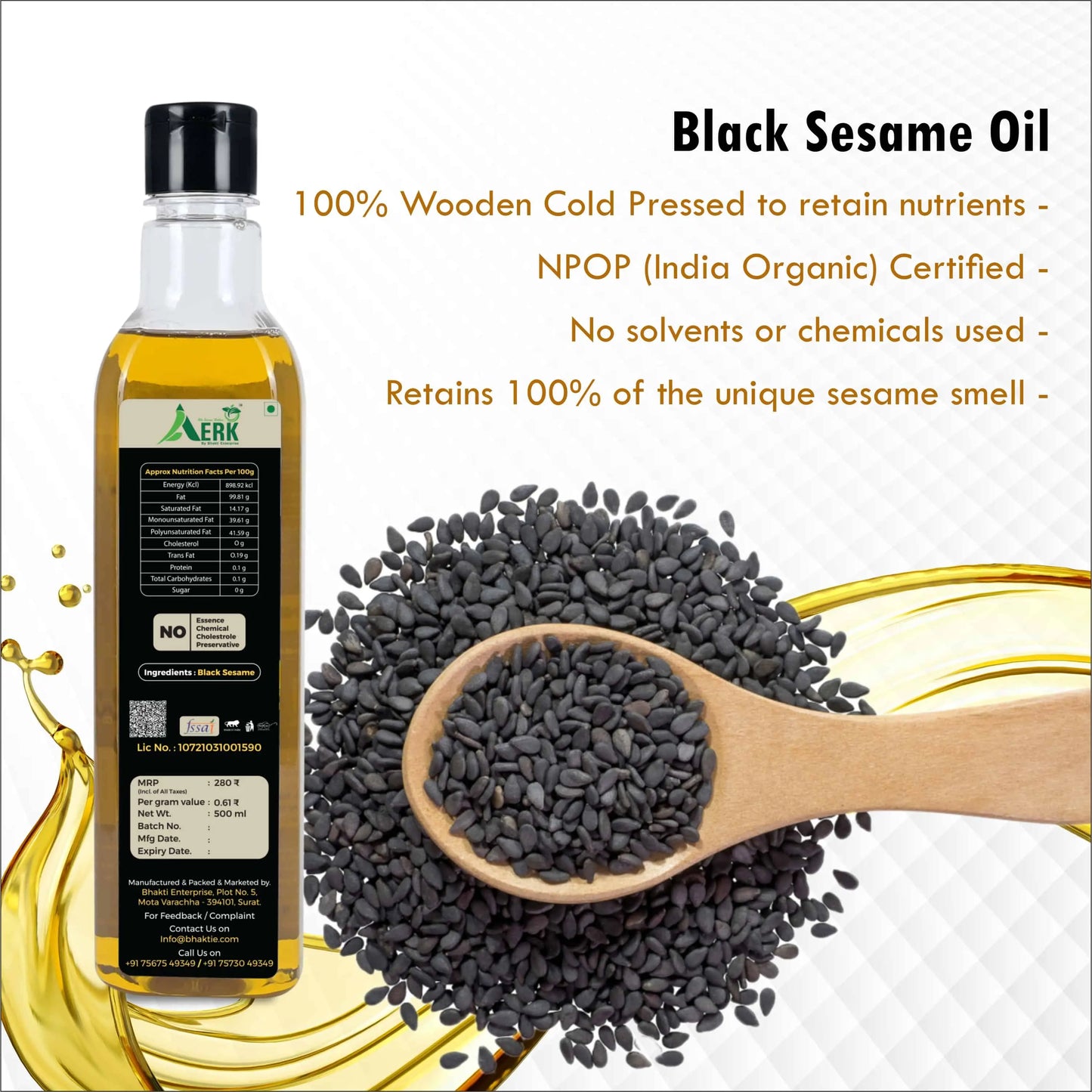 Wooden Cold Pressed Black Sesame Oil Bhakti oils