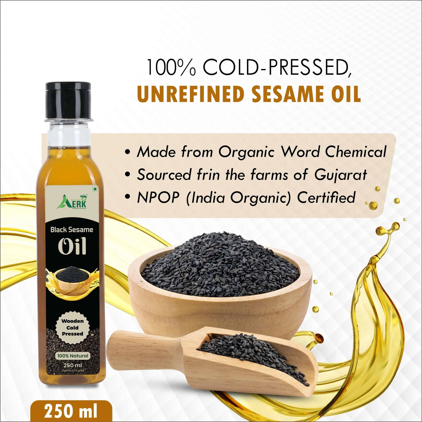 Wooden Cold Pressed Black Sesame Oil Bhakti oils