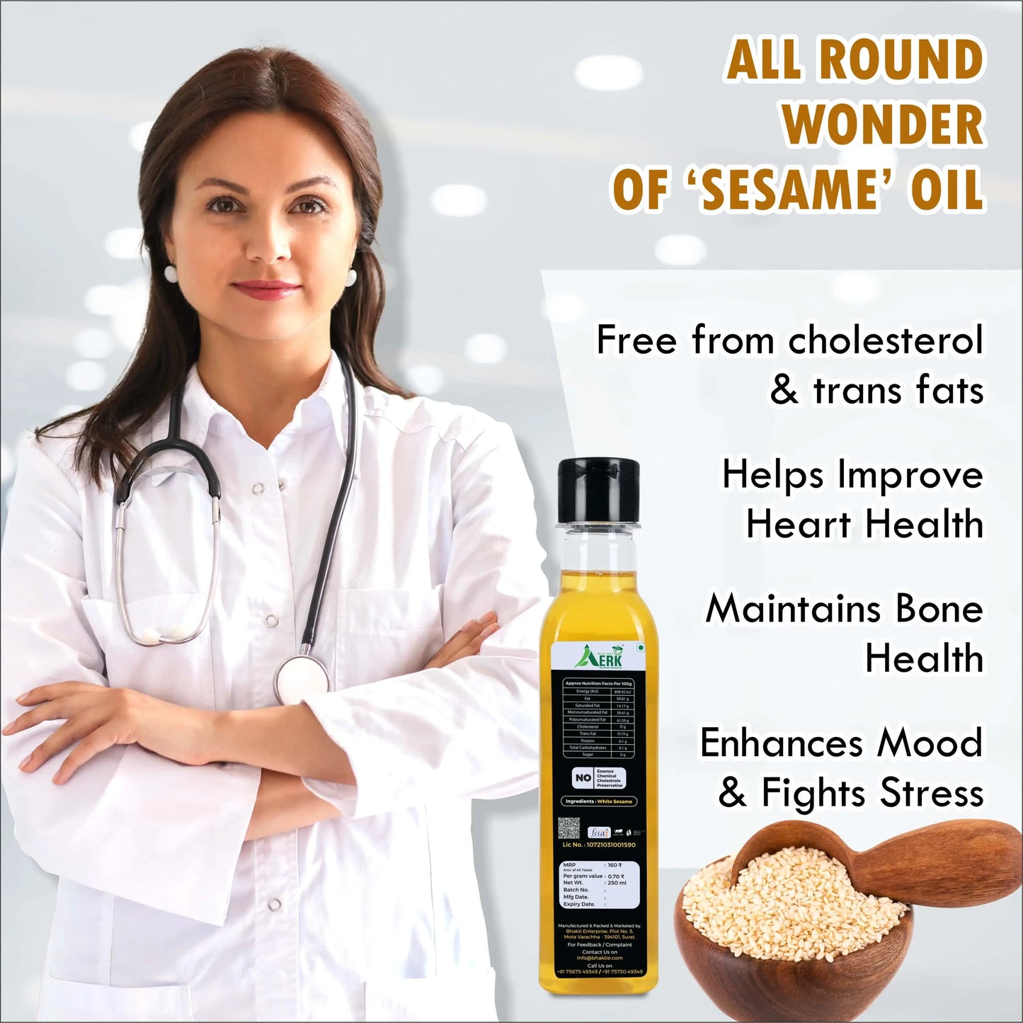 Wooden cold pressed White Sesame Oil Bhakti Oils