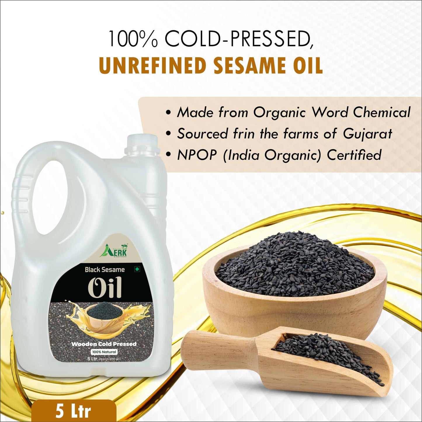 Wooden Cold Pressed Black Sesame Oil Bhakti oils