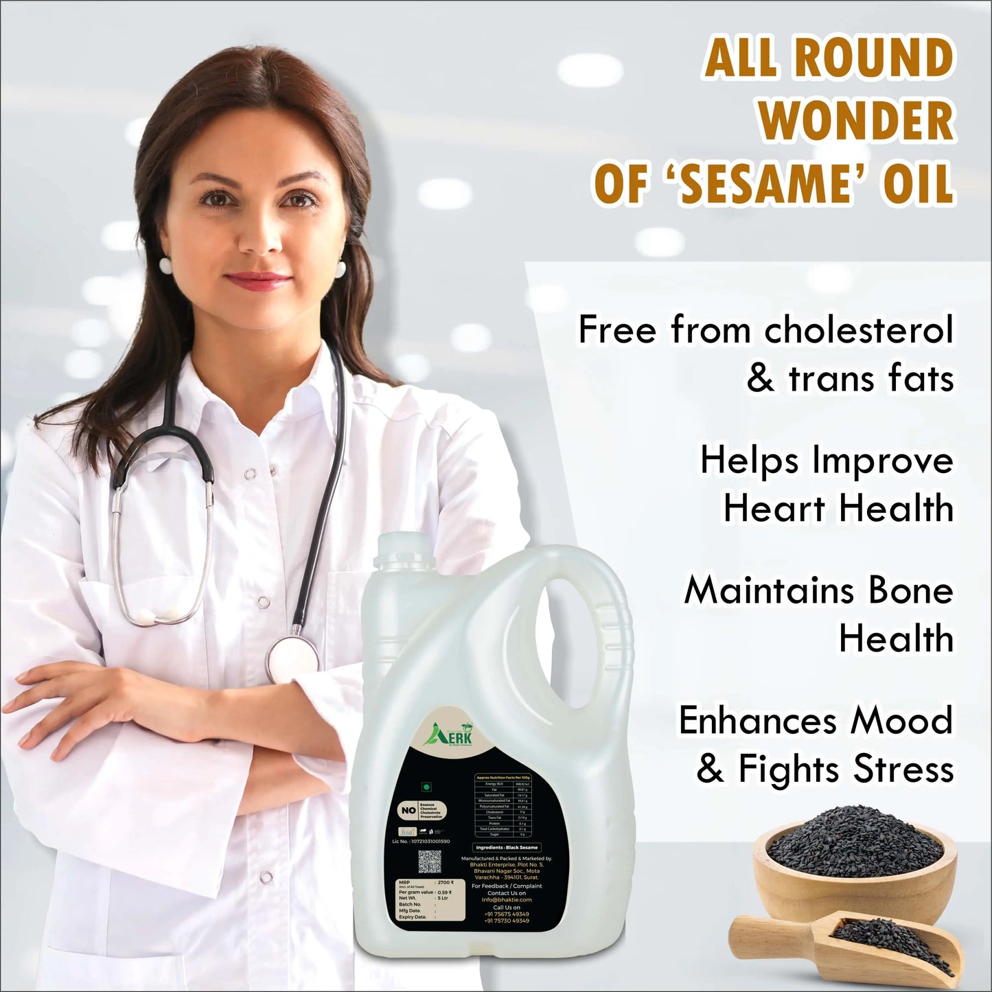 Wooden Cold Pressed Black Sesame Oil Bhakti oils