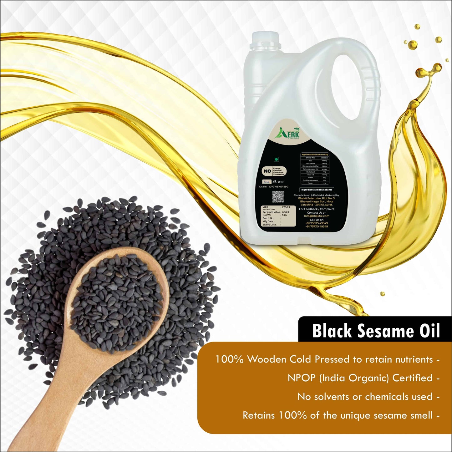 Wooden Cold Pressed Black Sesame Oil Bhakti oils