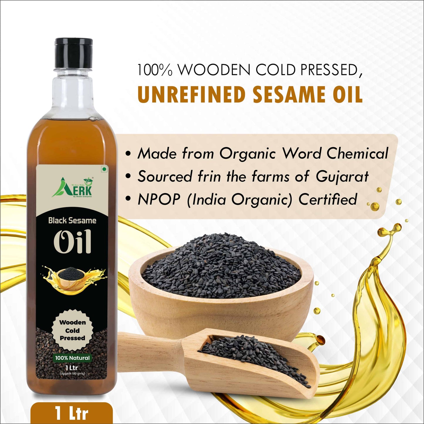 Wooden Cold Pressed Black Sesame Oil