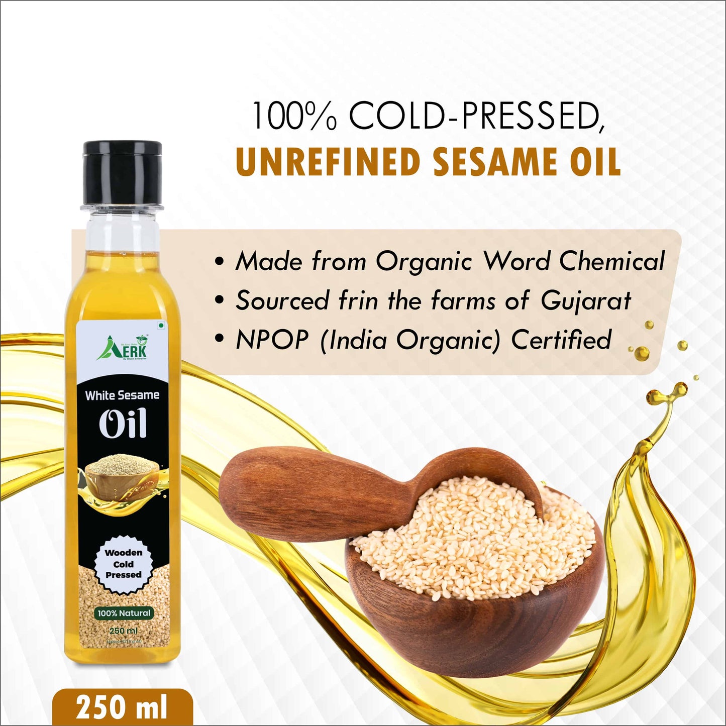 Wooden cold pressed White Sesame Oil