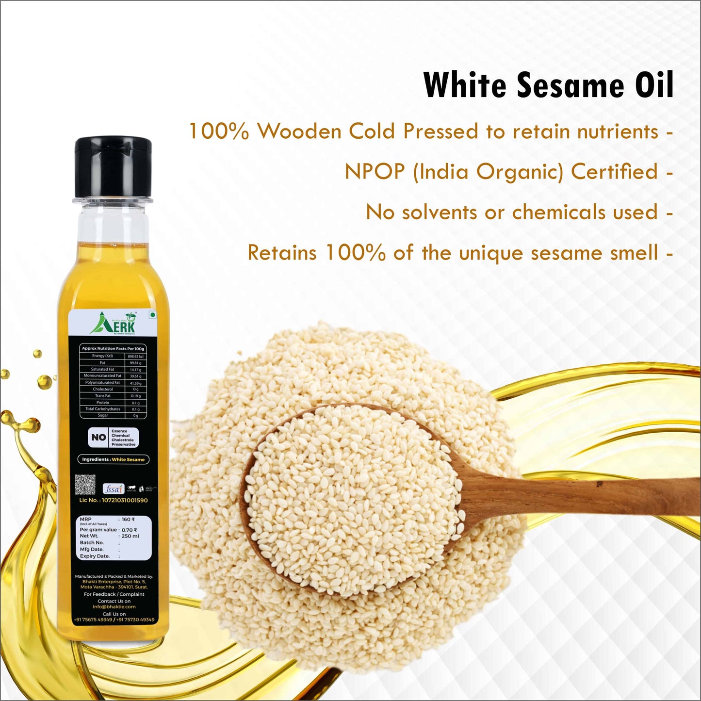 Wooden cold pressed White Sesame Oil