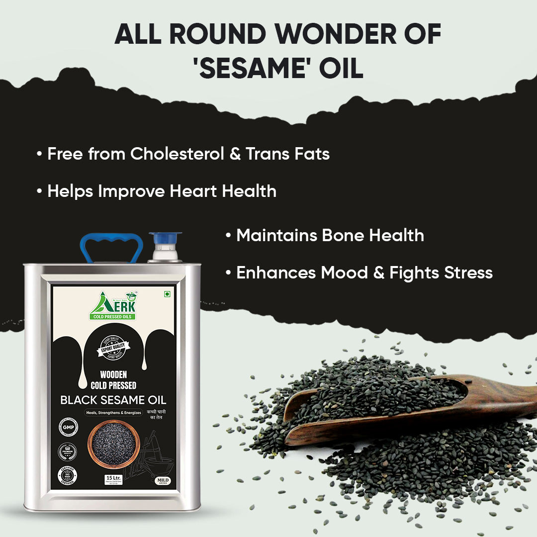 Wooden Cold Pressed Black Sesame Oil - 15 Liter