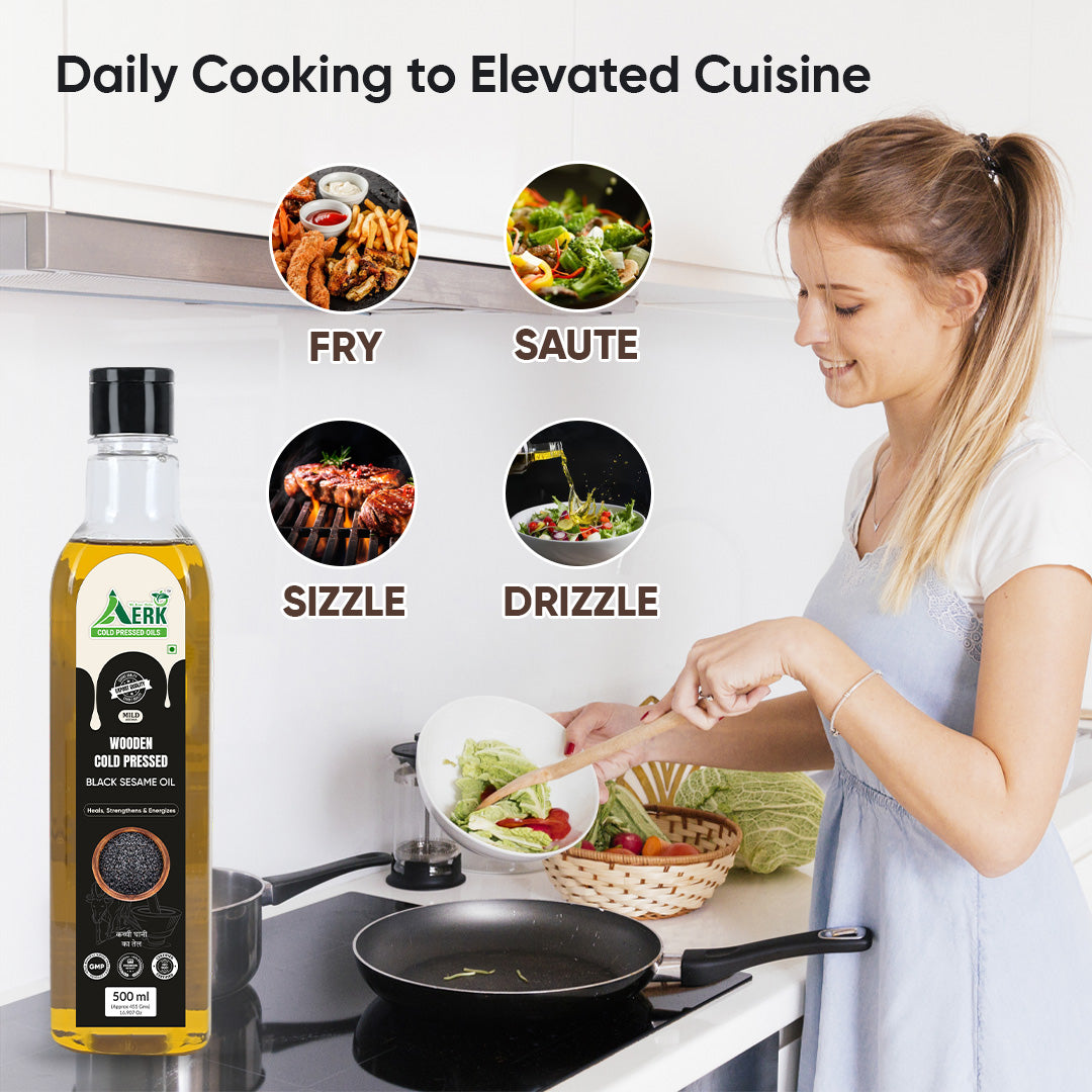 Wooden Cold Pressed Black Sesame Oil - 500 ML
