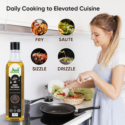 Wooden Cold Pressed Black Sesame Oil - 500 ML