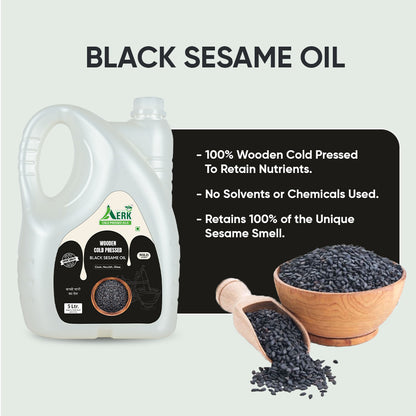 Wooden Cold Pressed Black Sesame Oil - 5 Liter