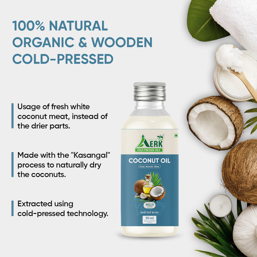 Premium Wooden Cold Pressed Coconut Oil - 50 ML