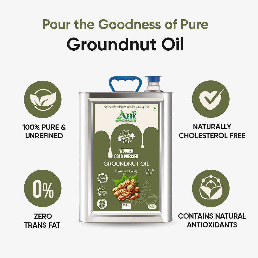Wooden Cold Pressed Groundnut Oil - 15 Liter
