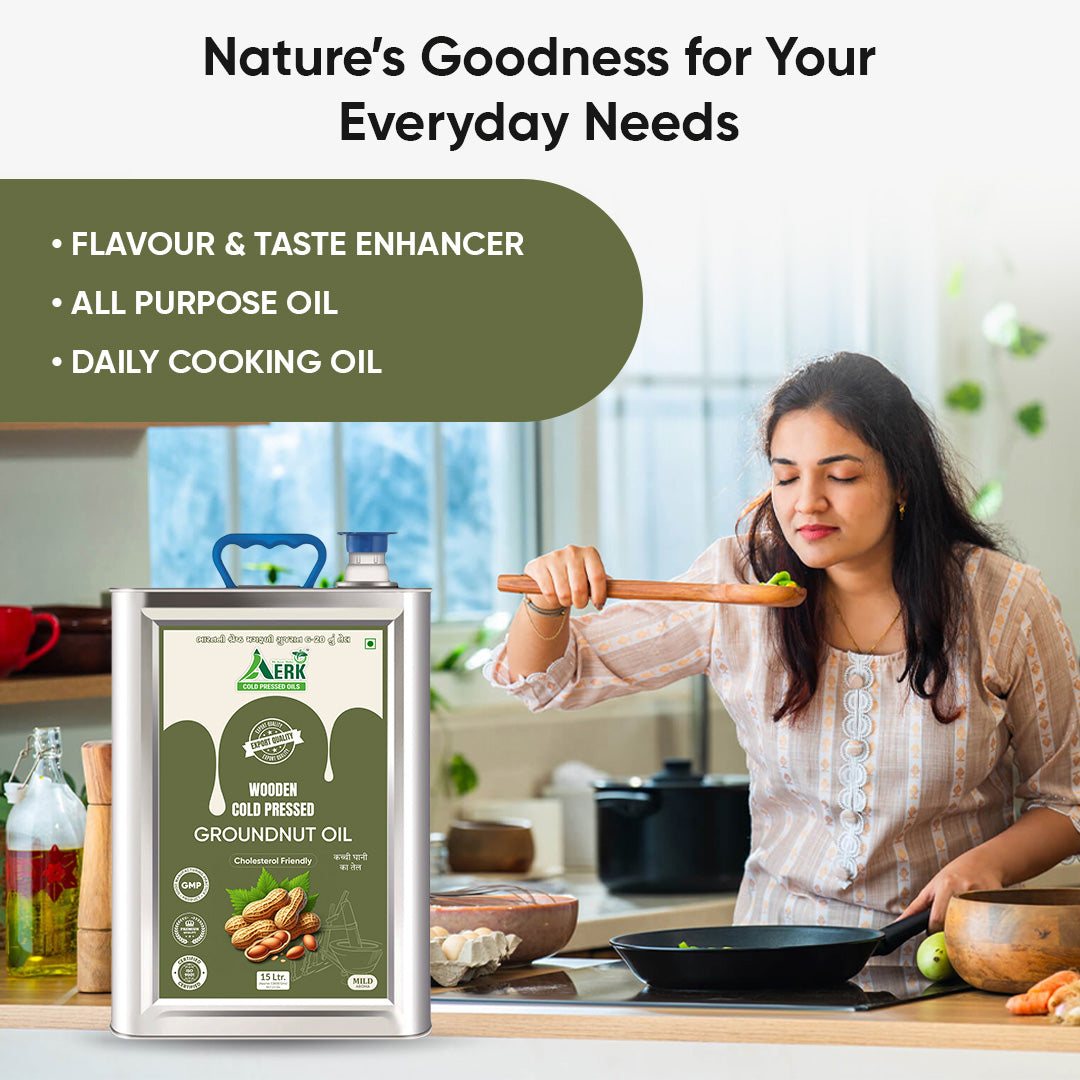 Wooden Cold Pressed Groundnut Oil - 15 Liter