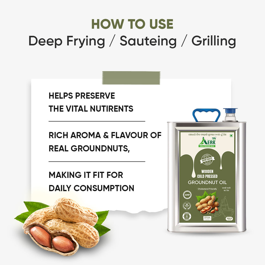 Wooden Cold Pressed Groundnut Oil - 15 Liter